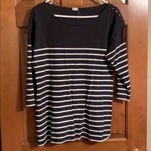 J Crew 3/4 Length Sleeve Striped Shirt
